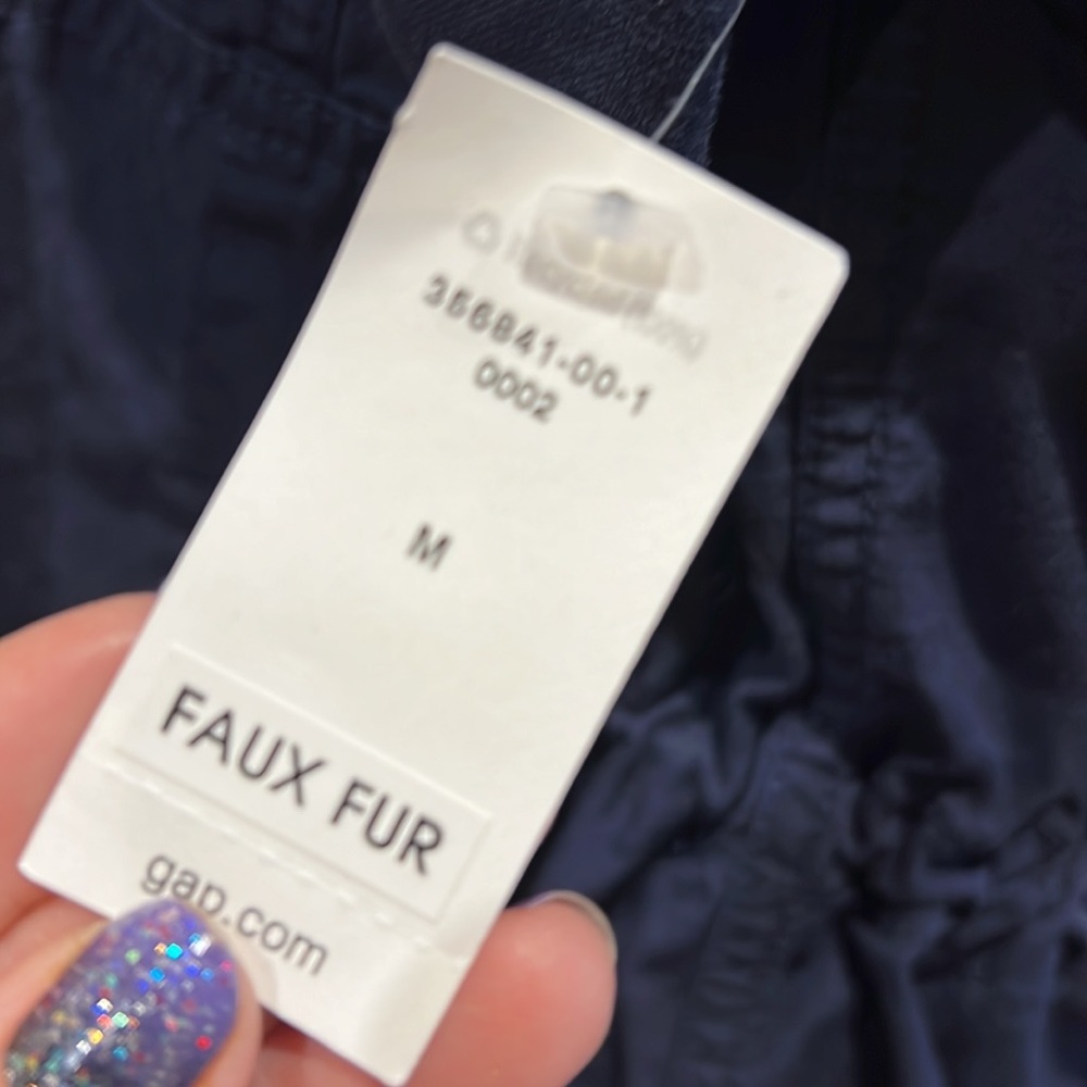 GAP Women's Dark Blue Utility Jacket with Faux Fur Hood - Picture 3 of 16